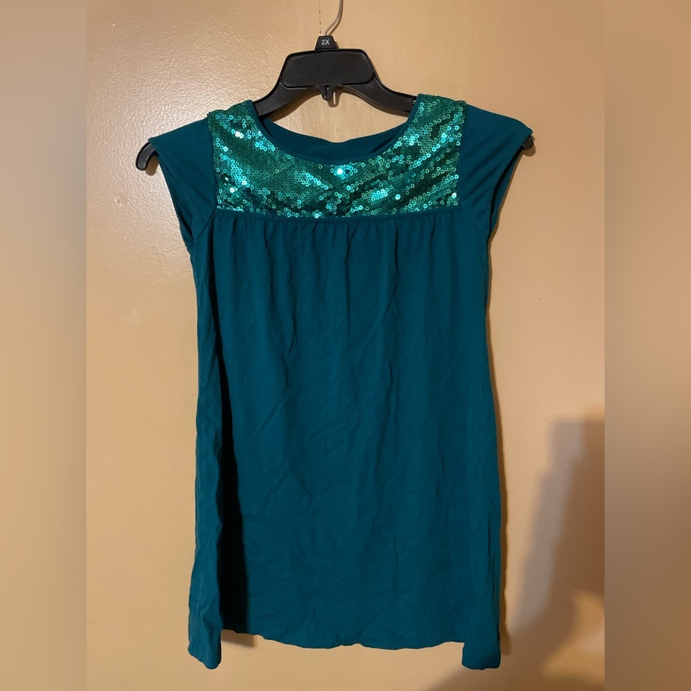 Girls Faded Glory Sequin Baby Doll Top